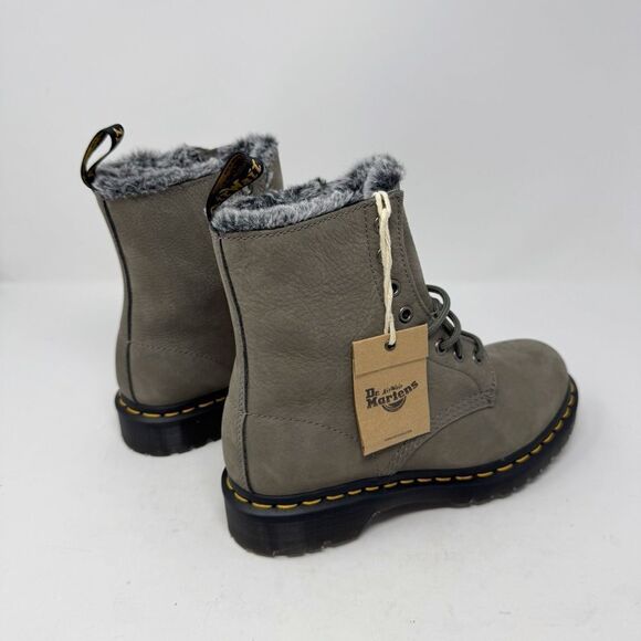 DR. MARTEN’S | NEW Serena Green Fur Lined Combat Boots Women’s Size 7 Men’s 5.5 - Picture 7 of 12
